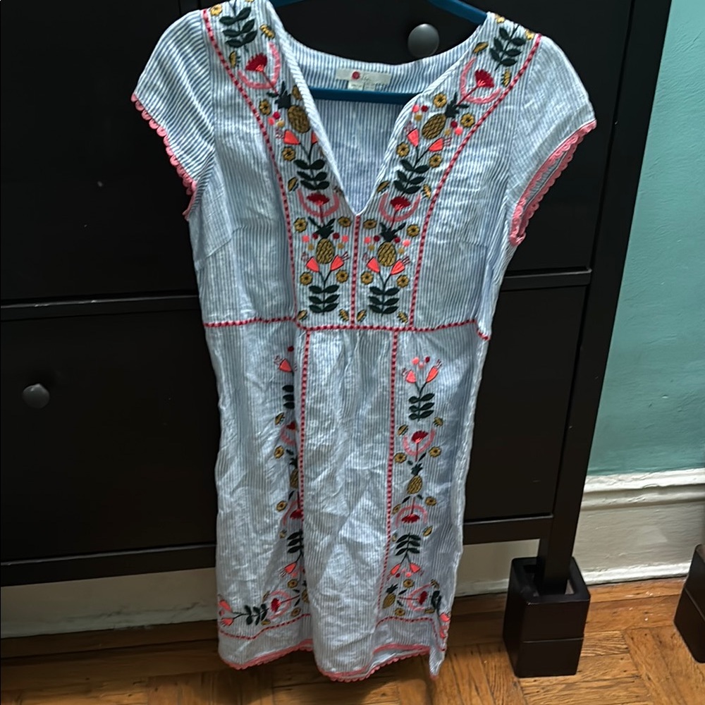 Boden Cream V-Neck Cap Sleeve Sundress Resort Wear